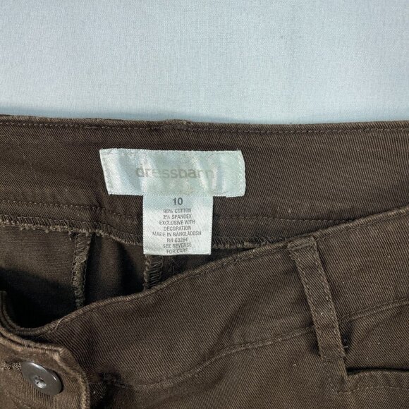 Dressbarn Chino Pants Womens size 10 Brown Flat Front Business Career Stretch - Picture 3 of 7